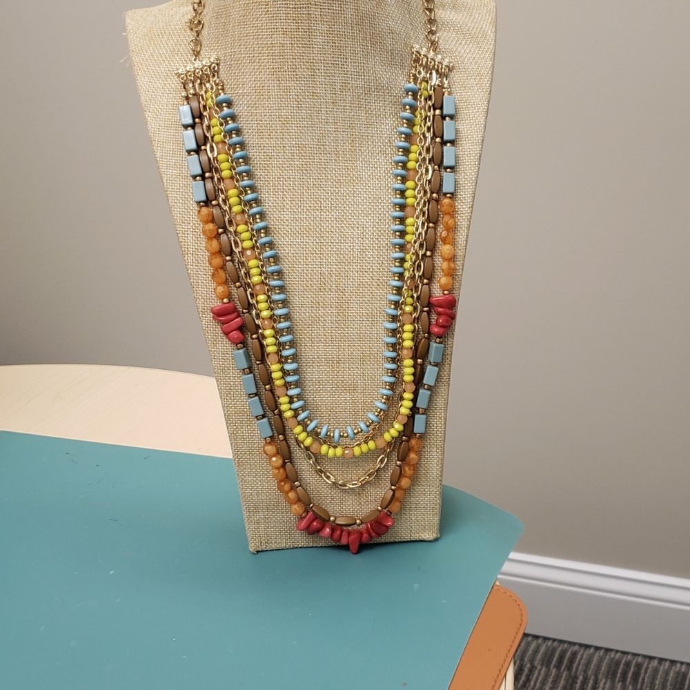 Multi Layer, Multi Strand, Multi Color Beaded Gem… - image 2